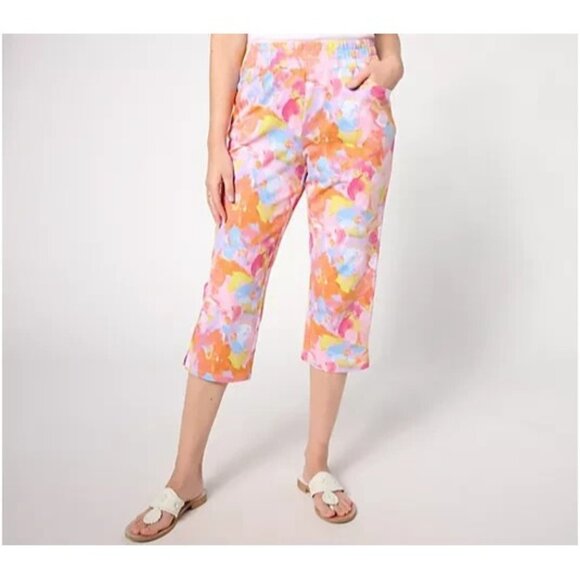 Quacker Factory French Terry Printed Capri Pant Multi Size 1X A636680 - Picture 1 of 1